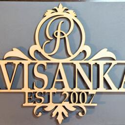 Wood Wall Hanging With Date Last Name & Initial - thumbnail 2