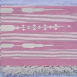 4x6 Light Pink & White Strips Cotton Rug Dhurrie - Stripes - thumbnail 4