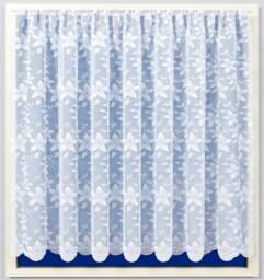 White Net Curtain/Lace Curtain - 1942 Beautiful Floral Pattern With Scalloped Border, Sold By The Metre in Width - Offers Lots Of Privacy - thumbnail 1