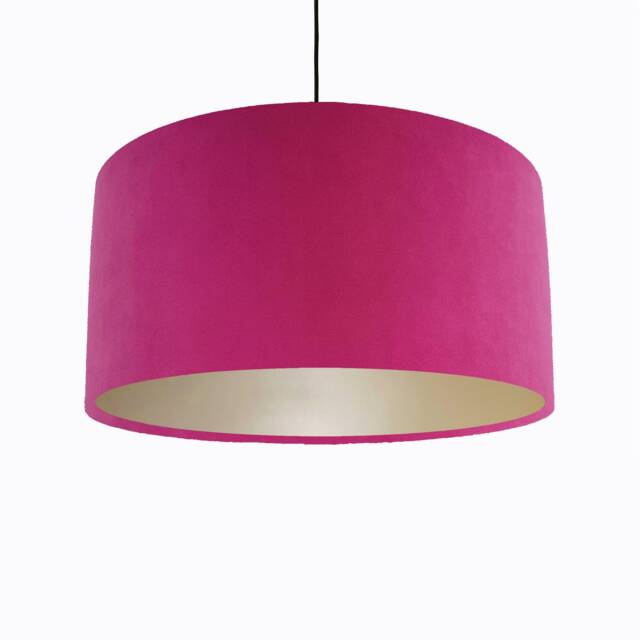 Pink Lampshade in Velvet With Champagne Lining - image 1