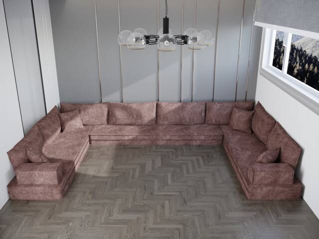 Customizable U-Shaped Floor Sofa Set - Bohemian Lounge Seating - image 1
