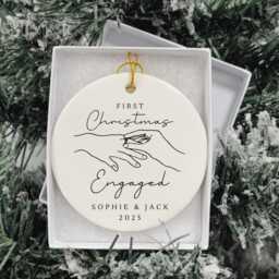 First Christmas Engaged Decoration Personalised Fiance Couple Ornament Gift - thumbnail 2