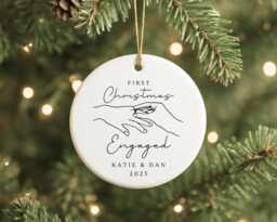 First Christmas Engaged Decoration Personalised Fiance Couple Ornament Gift - thumbnail 1