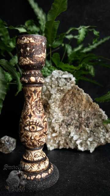 Woodland Candlestick Holder Altar Green Witch Decor Handmade Gift - image 1
