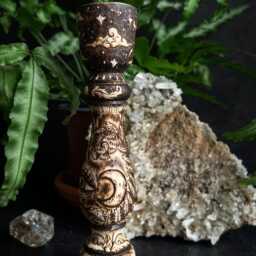 Woodland Candlestick Holder Altar Green Witch Decor Handmade Gift - thumbnail 4