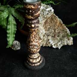 Woodland Candlestick Holder Altar Green Witch Decor Handmade Gift - thumbnail 2