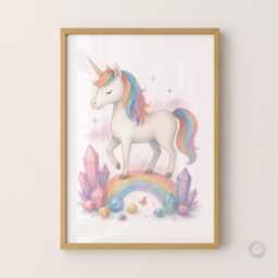 Girls Unicorn Prints - Set Of 3 - Girl Bedroom Decor Rainbow Unicorns Wall Art Print - thumbnail 3