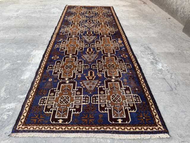 3'1x9.7 Unique Afghan Runner Rug - One Of A Kind Hand-Knotted Tribal Woolen , Cozy Geometric Design, Kitchen Hallway Gift - image 1