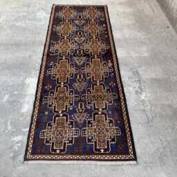 3'1x9.7 Unique Afghan Runner Rug - One Of A Kind Hand-Knotted Tribal Woolen , Cozy Geometric Design, Kitchen Hallway Gift - thumbnail 3