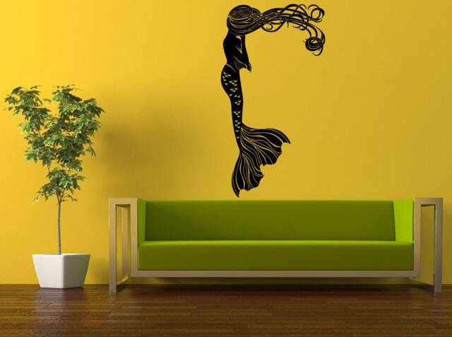 Wall Decal Vinyl Sticker Decals Interior Decor Diy Free Shipping Sea Ocean Beautiful Girl Mermaid With Long Hair L534 - image 1