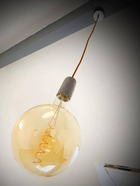Conduit Box Pendant Light With Concrete E27 Lampholder & Copper Cable - image 1