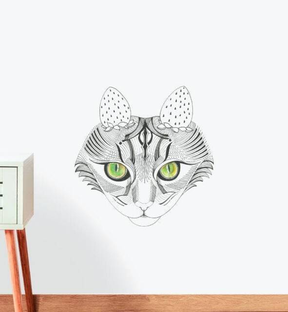Savannah Cat With Keen Eyes Wall Sticker Decal - Illustration Stickers, Animals Decals, Home Decor, Illustrations