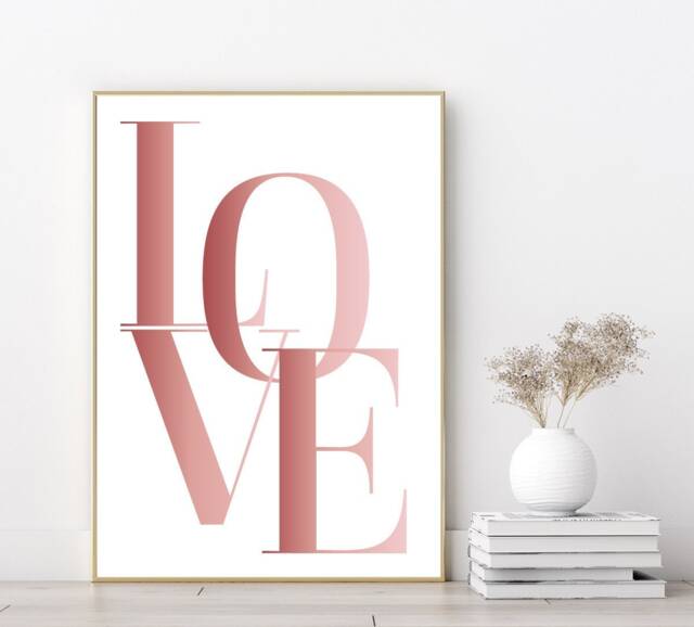 Love Letters Poster Print Home Wall Art Decor Pink Modern Elegant Design