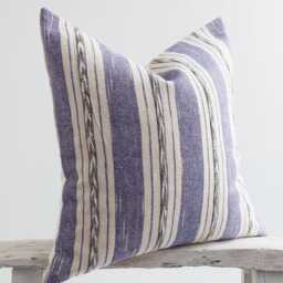 Purple Striped Woven Cotton Throw Pillow, Rustic Kapok Cushion Insert - thumbnail 3