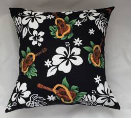 Hawaiian Pillow Cover, Tropical Pillows, Cushion Covers, Hibiscus Flowers Cushions, Lei Decor, Ukulele, Hawaiian Throw Pillow - thumbnail 1