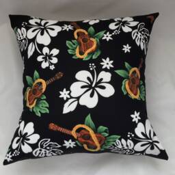 Hawaiian Pillow Cover, Tropical Pillows, Cushion Covers, Hibiscus Flowers Cushions, Lei Decor, Ukulele, Hawaiian Throw Pillow - thumbnail 3