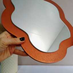 Red Asymmetrical Wall Mirror, Modern Accent Decor - thumbnail 4