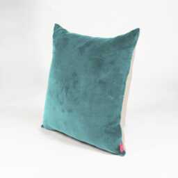 Teal Velvet Pillow Cover, Cotton & Linen Pillow, Reversible, Sizes Available - thumbnail 2