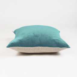 Teal Velvet Pillow Cover, Cotton & Linen Pillow, Reversible, Sizes Available - thumbnail 3