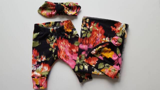 Swaddle Blanket & Newborn Hat Or Headband Set. Leggings. Girl Take Home. Clothes. Baby Shower Gift. Photo Prop - image 1