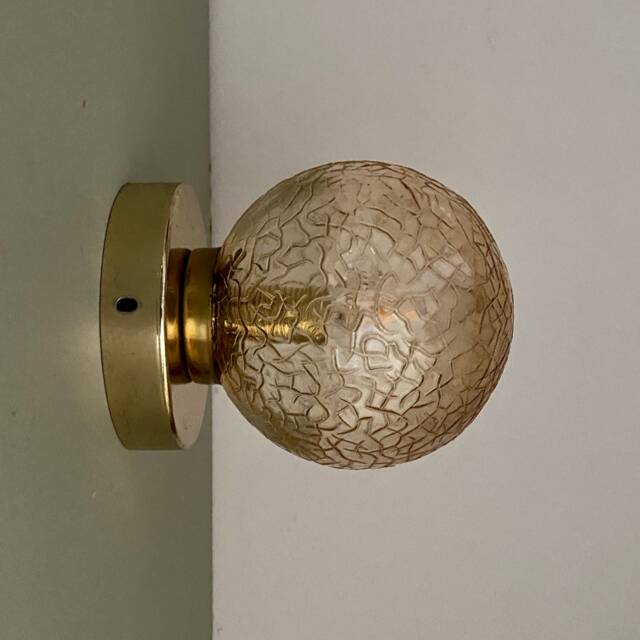 Vintage Globe Wall Or Ceiling Light in Amber Glass - image 1