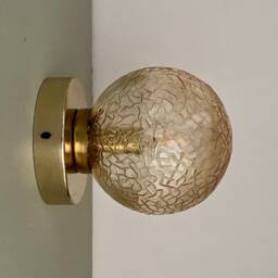 Vintage Globe Wall Or Ceiling Light in Amber Glass - thumbnail 2