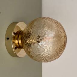 Vintage Globe Wall Or Ceiling Light in Amber Glass - thumbnail 3