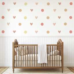 Boho Heart Wall Decals, Neutral Nursery Stickers, Beige Pink Polka Dot Girls Bedroom Decor, Peel & Stick Hearts - thumbnail 3