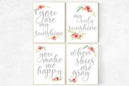 You Are My Sunshine Nursery Print Floral Wall Art - thumbnail 1
