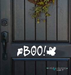 Boo Ghost Door Decal, Halloween Decor, Front Sticker, Holiday Wall Decal, Pumpkin Entryway Or Mailbox Sticker - thumbnail 1