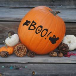 Boo Ghost Door Decal, Halloween Decor, Front Sticker, Holiday Wall Decal, Pumpkin Entryway Or Mailbox Sticker - thumbnail 2
