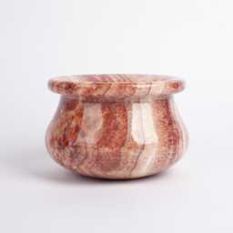 Hand Carved Pink Alabaster Vase Natural Home Decoration - thumbnail 1