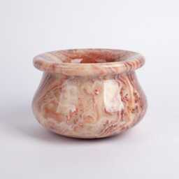 Hand Carved Pink Alabaster Vase Natural Home Decoration - thumbnail 2