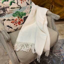 "Hand-Loomed Baby Alpaca Throw Blanket Hypoallergenic, Royal Bone - 52"" X 63" - thumbnail 3