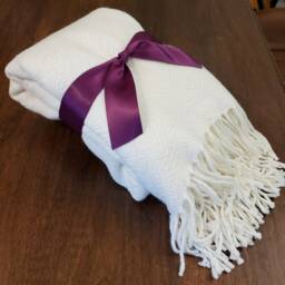 "Hand-Loomed Baby Alpaca Throw Blanket Hypoallergenic, Royal Bone - 52"" X 63" - thumbnail 4