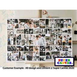 Wedding Day Custom Personalised 65 Photo Picture Display Board Collage Framed Canvas Print Wife Husband Anniversary Gift - thumbnail 2