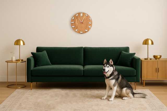 Handmade Wooden Husky Clock - Personalized Dog Portrait Wall Decor - image 1