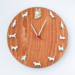 Handmade Wooden Husky Clock - Personalized Dog Portrait Wall Decor - thumbnail 2