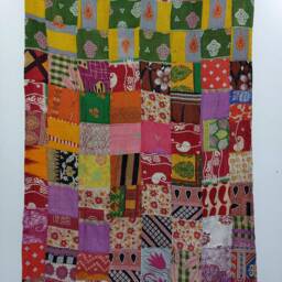 Vintage Kantha Quilt, Handmade Indian Cotton Sari Bedspread Throw, Reversible Boho Blanket - thumbnail 4