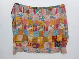 Vintage Kantha Quilt, Handmade Indian Cotton Sari Bedspread Throw, Reversible Boho Blanket - thumbnail 1