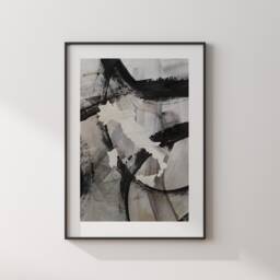 Italy Map - Black & Grey Abstract Painting Of Wall Art Print Traval Poster - thumbnail 3