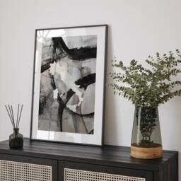 Italy Map - Black & Grey Abstract Painting Of Wall Art Print Traval Poster - thumbnail 1