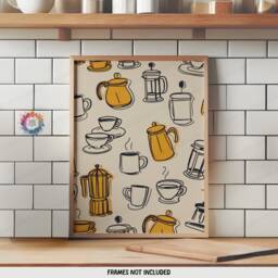 Coffee Wall Art - Set Of 3 - Orange & Black Kitchen Prints Retro Decor Gallery Shop Lover Gifts Trendy - thumbnail 3