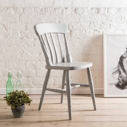 Farmhouse Dining Chairs - Slatted/Ribbon Back Wood Stained Or Painted Hardwood Solid Beech - thumbnail 3