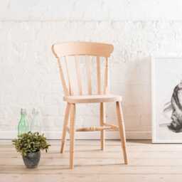 Farmhouse Dining Chairs - Slatted/Ribbon Back Wood Stained Or Painted Hardwood Solid Beech - thumbnail 2