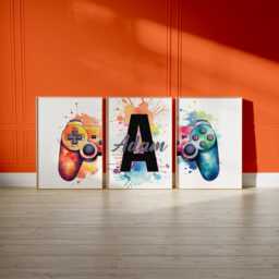 Set Of 3 Gaming Wall Prints, Colourful Personalised Print, Gamer Poster, Boys Art, Bedroom Print Man Cave 2822 - thumbnail 3