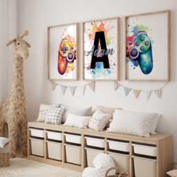 Set Of 3 Gaming Wall Prints, Colourful Personalised Print, Gamer Poster, Boys Art, Bedroom Print Man Cave 2822 - thumbnail 2