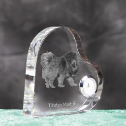 Tibetan Mastiff - Crystal Clock in The Shape Of A Heart With Image Pure-Bred Dog - thumbnail 3