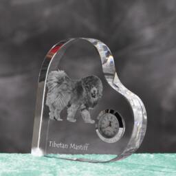 Tibetan Mastiff - Crystal Clock in The Shape Of A Heart With Image Pure-Bred Dog - thumbnail 2