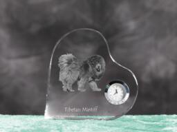 Tibetan Mastiff - Crystal Clock in The Shape Of A Heart With Image Pure-Bred Dog - thumbnail 1